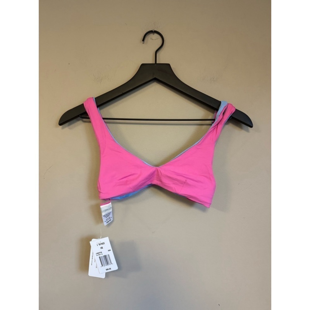 NEW L*SPACE One Wave Reversible Bikini Top in Aura + Bubblegum Pink - Picture 3 of 3